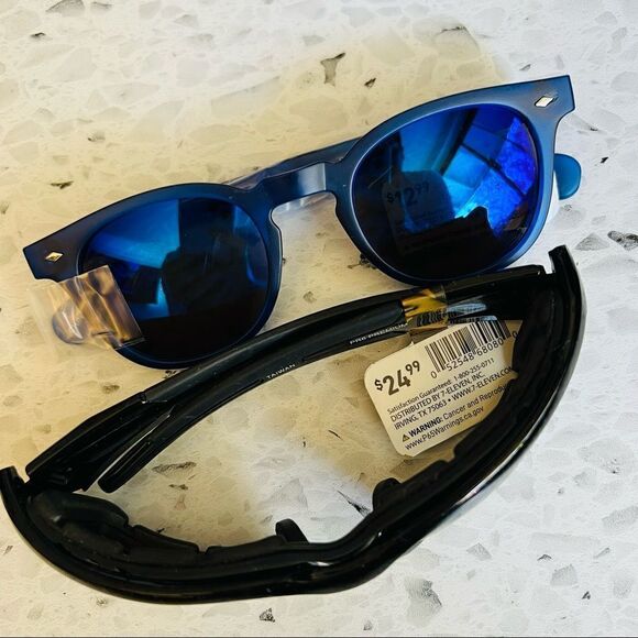 24/7 LIFE Sunglasses - Black & Blue Pair - Set of 2 NWT - Picture 3 of 4